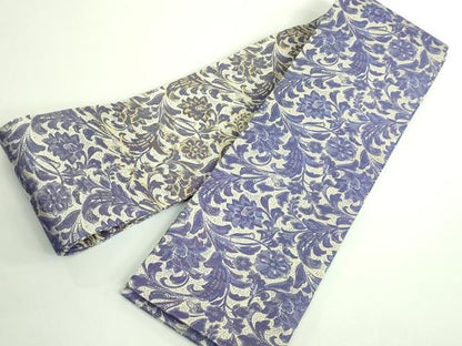 平和屋着物●極上 半幅帯 更紗花文 逸品 DZAA9268kh5