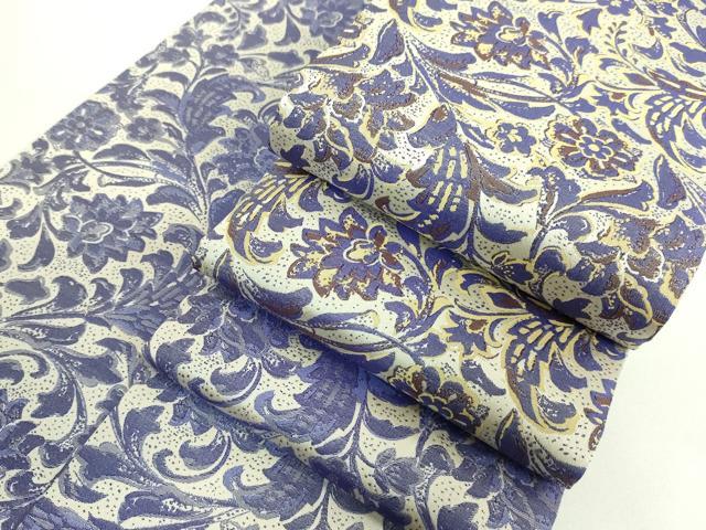 平和屋着物●極上 半幅帯 更紗花文 逸品 DZAA9268kh5