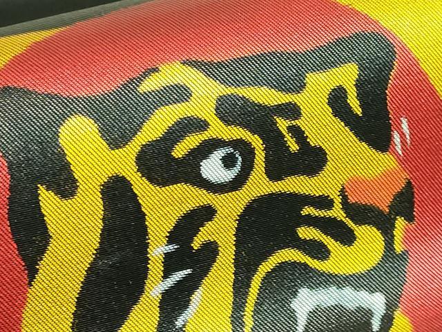 平和屋着物●希少 西陣 太鼓柄袋帯 阪神タイガース 1958年優勝記念 虎 黒地 金糸 逸品 DZAA9313kh5