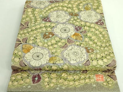 平和屋本店■最高級　初代　久保田一竹　幻の辻が花　太鼓柄袋帯　金通し地　共箱付き　逸品　DZAA9316kh5