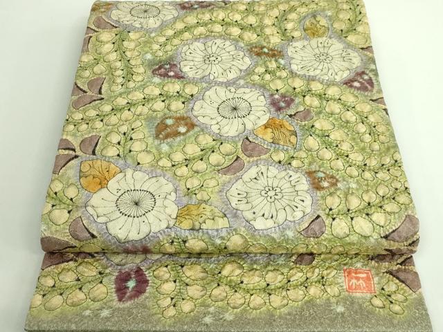 平和屋本店■最高級　初代　久保田一竹　幻の辻が花　太鼓柄袋帯　金通し地　共箱付き　逸品　DZAA9316kh5