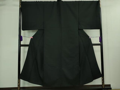 平和屋着物■極上 男性 色無地 紋付き羽織・行灯袴セット キングサイズ 長羽織 舞台衣装 成人式 黒地 洗える着物 逸品 DZAA9355kh5