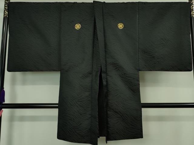 平和屋着物■極上 男性 色無地 紋付き羽織・行灯袴セット キングサイズ 長羽織 舞台衣装 成人式 黒地 洗える着物 逸品 DZAA9355kh5