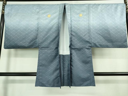 平和屋着物■極上　男性　色無地　紋付き羽織・行灯袴セット　舞台衣装　花菱地紋　洗える着物　逸品　DZAA9357kh5