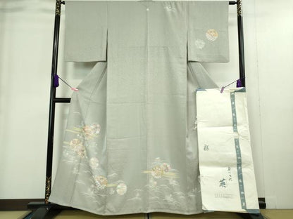 平和屋着物▽極上 洗える最高級着物 ＜英＞はなぶさ謹製 訪問着 単衣 雪輪花文 金彩 たとう紙付き 逸品 DZAA9361kh5