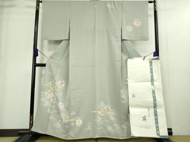 平和屋着物▽極上 洗える最高級着物 ＜英＞はなぶさ謹製 訪問着 単衣 雪輪花文 金彩 たとう紙付き 逸品 DZAA9361kh5