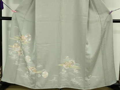 平和屋着物▽極上 洗える最高級着物 ＜英＞はなぶさ謹製 訪問着 単衣 雪輪花文 金彩 たとう紙付き 逸品 DZAA9361kh5