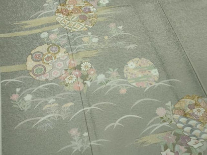 平和屋着物▽極上 洗える最高級着物 ＜英＞はなぶさ謹製 訪問着 単衣 雪輪花文 金彩 たとう紙付き 逸品 DZAA9361kh5