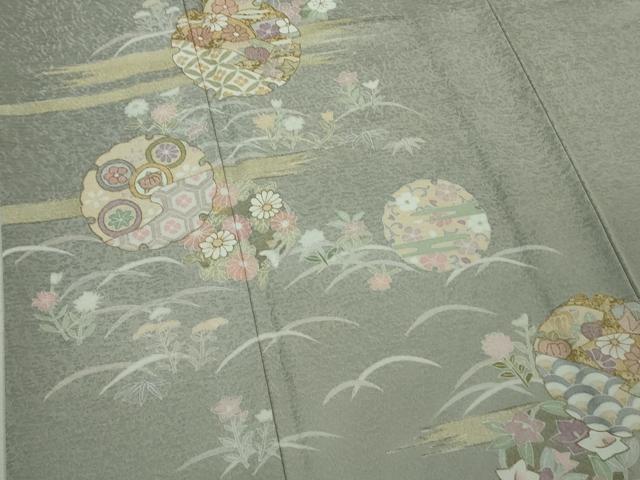 平和屋着物▽極上 洗える最高級着物 ＜英＞はなぶさ謹製 訪問着 単衣 雪輪花文 金彩 たとう紙付き 逸品 DZAA9361kh5