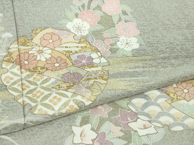 平和屋着物▽極上 洗える最高級着物 ＜英＞はなぶさ謹製 訪問着 単衣 雪輪花文 金彩 たとう紙付き 逸品 DZAA9361kh5