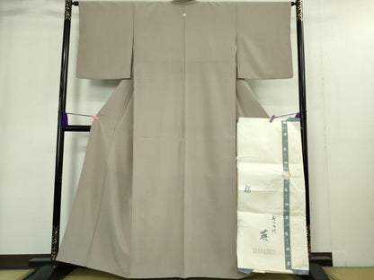 平和屋着物■極上　洗える最高級着物　＜英＞はなぶさ謹製　色無地　薄柿色　たとう紙付き　逸品　DZAA9363kh5