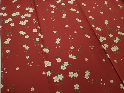 平和屋着物●極上 撫松庵 小紋 舞桜 朱色地 洗える着物 逸品 未使用 DZAA9369kh5