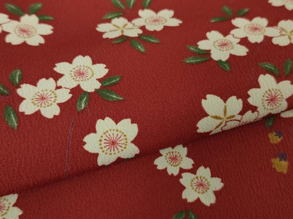 平和屋着物●極上 撫松庵 小紋 舞桜 朱色地 洗える着物 逸品 未使用 DZAA9369kh5