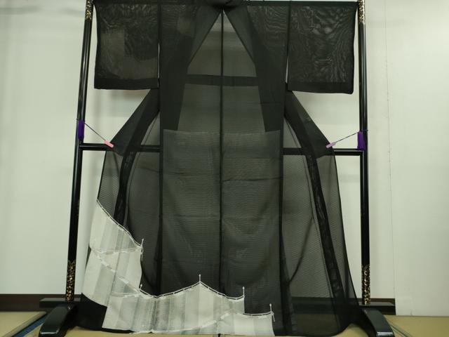 平和屋着物＊極上 夏物 訪問着 紗 幔幕 黒地 金彩 逸品 未使用 DZAA9371kh5