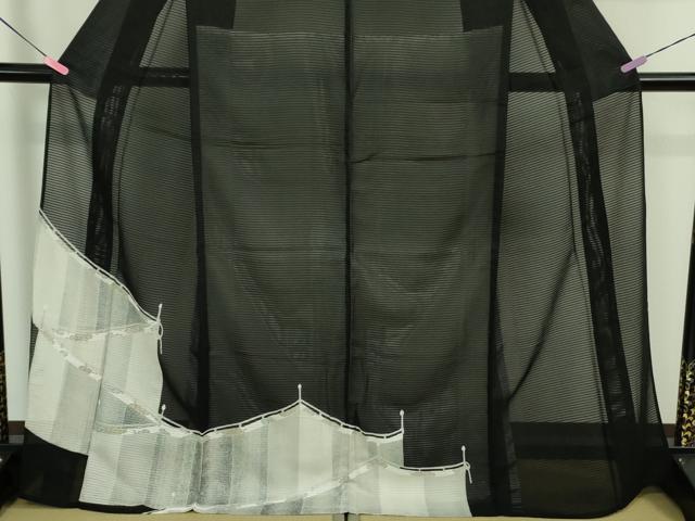 平和屋着物＊極上 夏物 訪問着 紗 幔幕 黒地 金彩 逸品 未使用 DZAA9371kh5