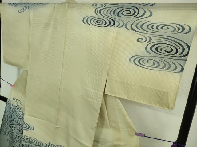 平和屋本店＊超希少　夏物　男性　東京友禅　久呂田明功　訪問着　絽縮緬　観世水　暈し染め　銀彩　逸品　未使用　DZAA9384kh5