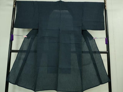 平和屋着物＊極上 夏物 男性 上布 麻 色無地 濃藍色 逸品 DZAA9385kh5