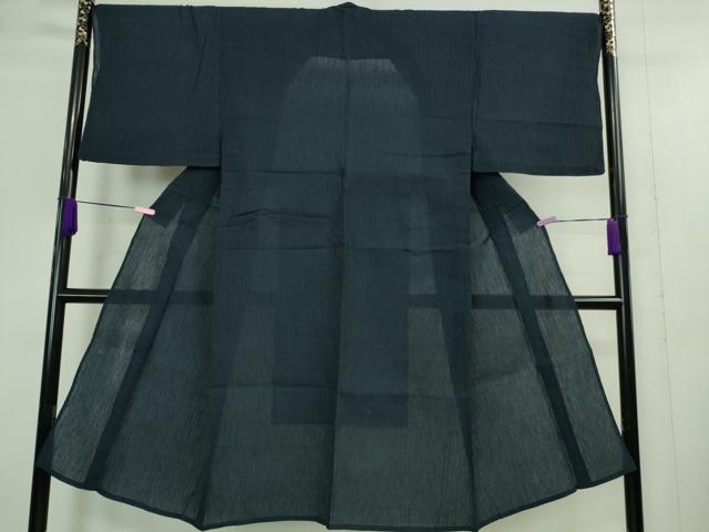 平和屋着物＊極上 夏物 男性 上布 麻 色無地 濃藍色 逸品 DZAA9385kh5