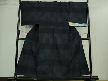平和屋着物▽極上 男性 三代目市三郎 紬 雅生紬會 キングサイズ 単衣 煌 濃紺地 証紙付き 逸品 未使用 DZAA9387kh5