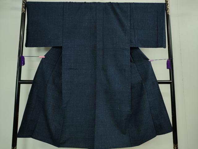 平和屋着物▽極上 男性 紬 単衣 色無地 濃藍色 逸品 DZAA9389kh5