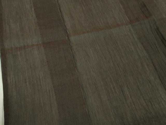平和屋着物＊極上 夏物 男性 本場小千谷ちぢみ 麻 色無地 烏羽色 反端付き 逸品 DZAA9391kh5