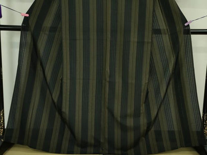平和屋着物＊極上 夏物 紗紬 間道 黒地 逸品 DZAA9393kh5