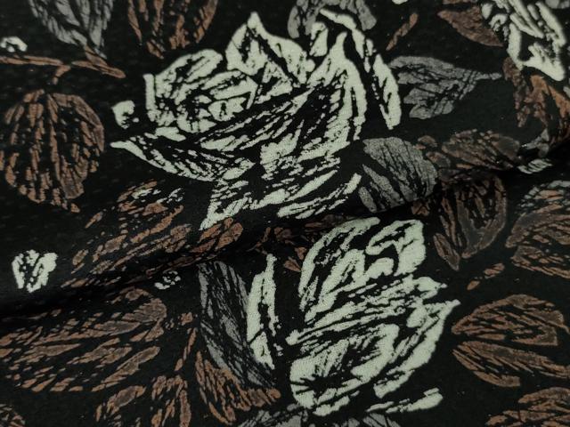 平和屋着物●極上 訪問着 ろうけつ染め 薔薇 バラ 黒地 金通し地 逸品 DZAA9394kh5
