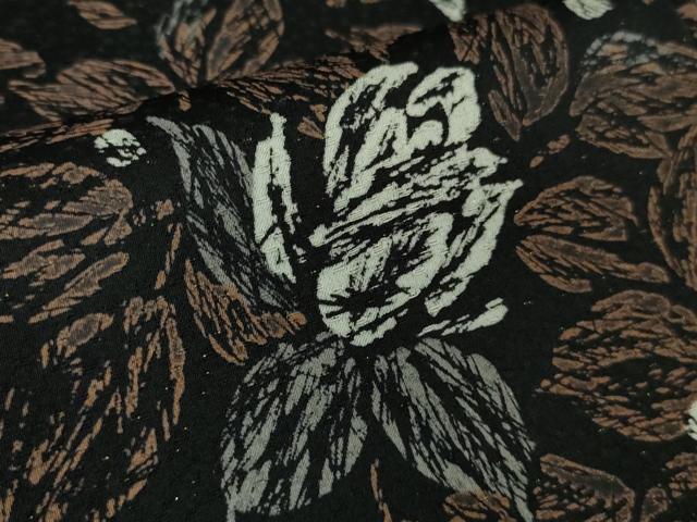 平和屋着物●極上 訪問着 ろうけつ染め 薔薇 バラ 黒地 金通し地 逸品 DZAA9394kh5