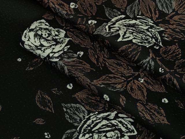 平和屋着物●極上 訪問着 ろうけつ染め 薔薇 バラ 黒地 金通し地 逸品 DZAA9394kh5