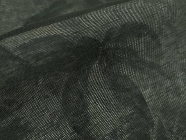 平和屋着物▽極上 訪問着 無双 紗袷 紗×絽 手描き ハイビスカス 黒地 逸品 DZAA9400kh5