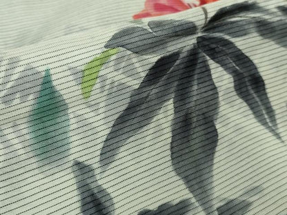 平和屋着物▽極上 訪問着 無双 紗袷 紗×絽 手描き ハイビスカス 黒地 逸品 DZAA9400kh5