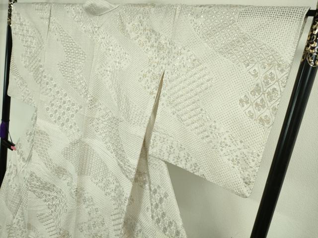 平和屋本店▽極上　中国三大刺繍 スワトウ刺繍 汕頭刺繍 総刺繍 本場縞大島紬 単衣 道長名物裂花文 ロング丈　逸品　未使用　DZAA9401kh5