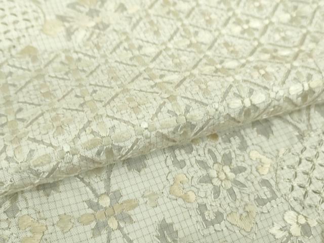 平和屋本店▽極上　中国三大刺繍 スワトウ刺繍 汕頭刺繍 総刺繍 本場縞大島紬 単衣 道長名物裂花文 ロング丈　逸品　未使用　DZAA9401kh5