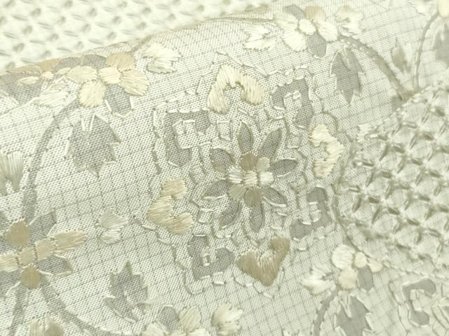 平和屋本店▽極上　中国三大刺繍 スワトウ刺繍 汕頭刺繍 総刺繍 本場縞大島紬 単衣 道長名物裂花文 ロング丈　逸品　未使用　DZAA9401kh5