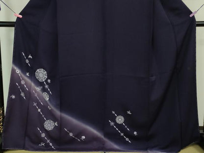 平和屋本店■極上 山口美術織物 皇室 伊勢神宮御用 西陣織 訪問着 総刺繍 正倉院花文 深紫色地 暈し染め　銀糸　逸品　未使用　DZAA9403kh5