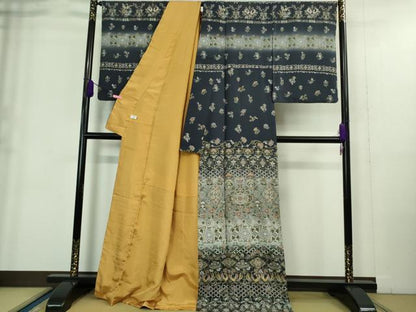 平和屋本店■極上　中国三大刺繍　汕頭刺繍　スワトウ刺繍　訪問着　双鳥花唐草文　暈し染め　ロング丈　逸品　DZAA9408kh5