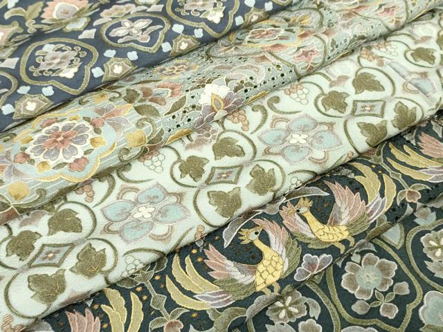 平和屋本店■極上　中国三大刺繍　汕頭刺繍　スワトウ刺繍　訪問着　双鳥花唐草文　暈し染め　ロング丈　逸品　DZAA9408kh5