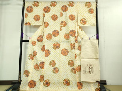 平和屋本店＊極上　夏物　銀座　志ま亀　小紋　絽　花丸文　ロング丈　たとう紙付き　逸品　DZAA9415kh6