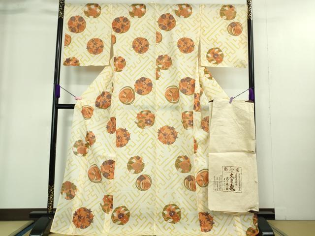 平和屋本店＊極上　夏物　銀座　志ま亀　小紋　絽　花丸文　ロング丈　たとう紙付き　逸品　DZAA9415kh6