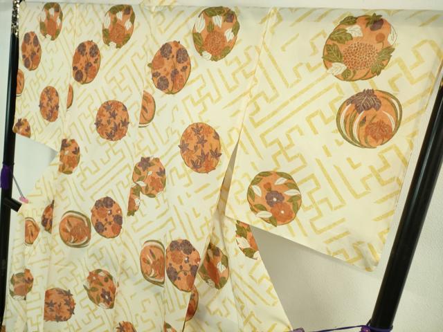 平和屋本店＊極上　夏物　銀座　志ま亀　小紋　絽　花丸文　ロング丈　たとう紙付き　逸品　DZAA9415kh6
