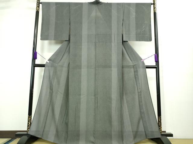 平和屋着物＊極上 夏物 江戸小紋 縦絽 鮫小紋柄 間道 黒地 逸品 DZAA9416kh5