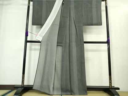平和屋着物＊極上 夏物 江戸小紋 縦絽 鮫小紋柄 間道 黒地 逸品 DZAA9416kh5