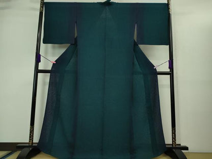 平和屋着物＊極上 夏物 小紋 紗 花唐草地紋 褐返色地 暈し染め 逸品 DZAA9426kh5