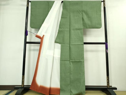 平和屋本店■極上　本場結城紬　重要無形文化財　奥順謹製　色無地　薄青色　証紙付き　逸品　DZAA9431kh5