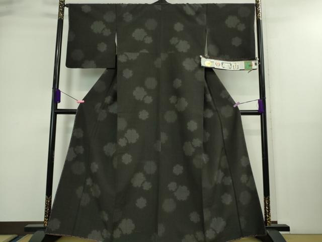 平和屋着物●極上 結城紬 奥順謹製 はたおり娘 80亀甲 雪輪重ね 黒地 証紙付き 逸品 未使用 DZAA9436kh5