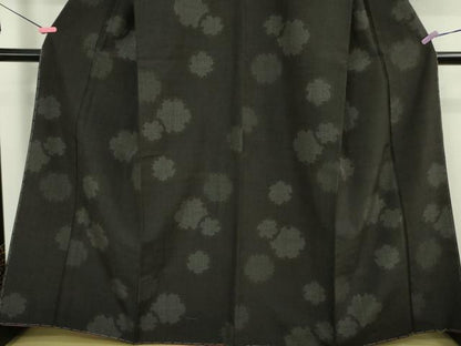 平和屋着物●極上 結城紬 奥順謹製 はたおり娘 80亀甲 雪輪重ね 黒地 証紙付き 逸品 未使用 DZAA9436kh5