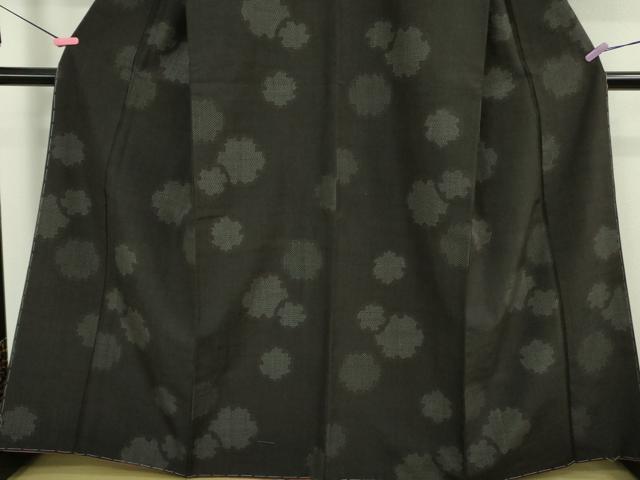 平和屋着物●極上 結城紬 奥順謹製 はたおり娘 80亀甲 雪輪重ね 黒地 証紙付き 逸品 未使用 DZAA9436kh5