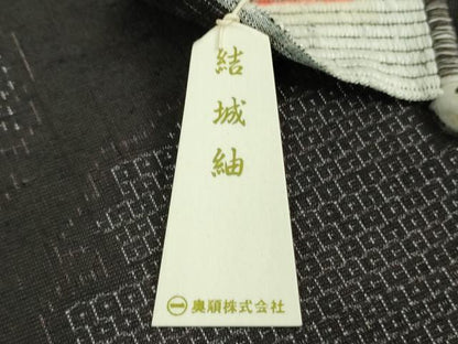 平和屋着物●極上 結城紬 奥順謹製 はたおり娘 80亀甲 雪輪重ね 黒地 証紙付き 逸品 未使用 DZAA9436kh5