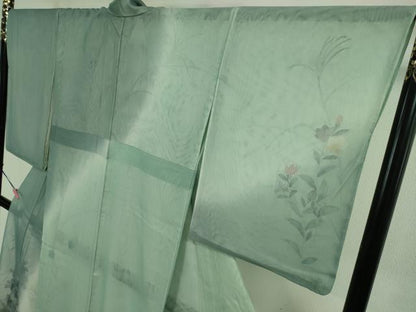平和屋本店▽極上 中国三大刺繍 スワトウ刺繍 汕頭刺繍 訪問着 無双 紗袷 紗×紗 手描き 秋草文 暈し染め 逸品 DZAA9443kh5