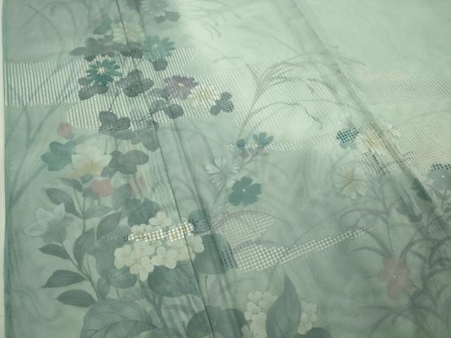 平和屋本店▽極上 中国三大刺繍 スワトウ刺繍 汕頭刺繍 訪問着 無双 紗袷 紗×紗 手描き 秋草文 暈し染め 逸品 DZAA9443kh5